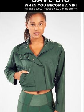 Fabletics Forest Green Cropped Utility Jacket